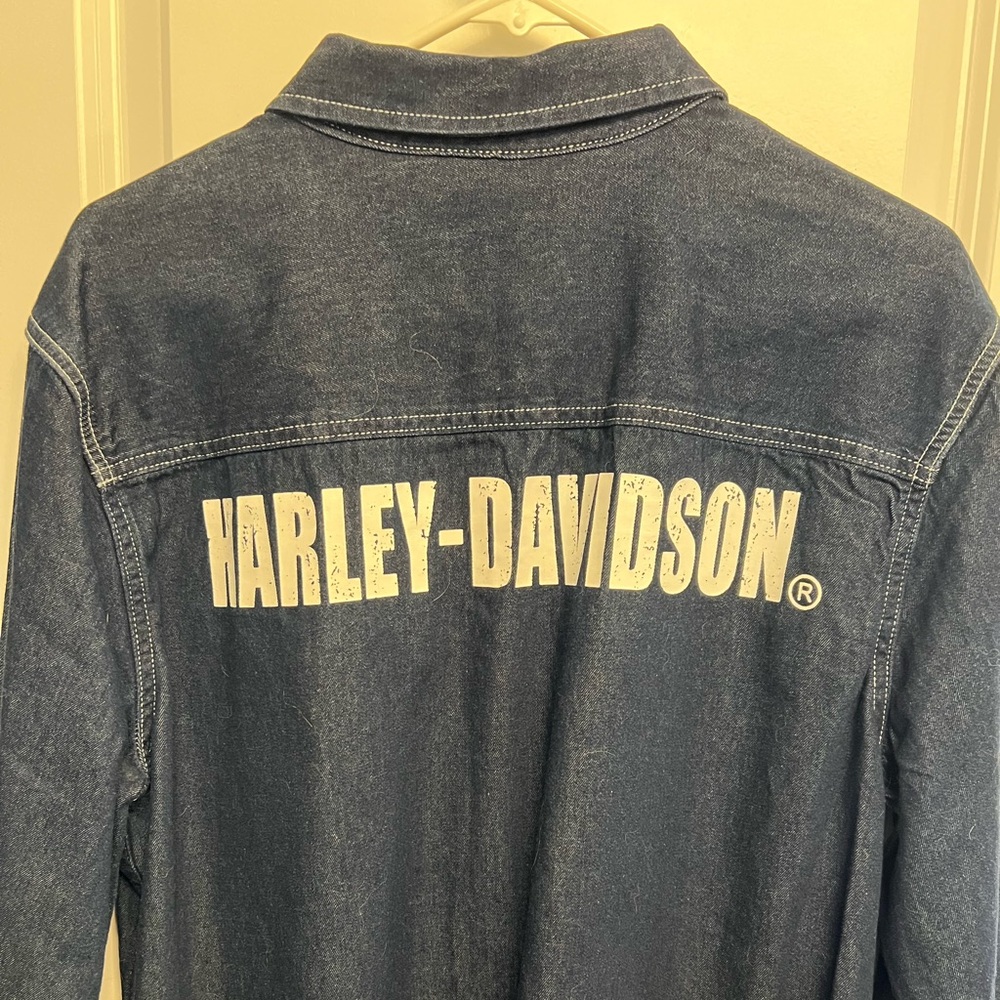 Harley-Davidson Blue Denim Casual Button Down Shirt